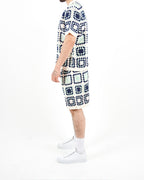 Square Crochet Knit Blue Polo And Short Set