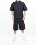 Oversized Denim Shirt & Shorts Set