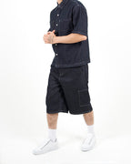 Oversized Denim Shirt & Shorts Set