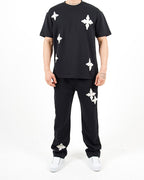 Oversized Floral Appliqué T-Shirt & Jogger Set
