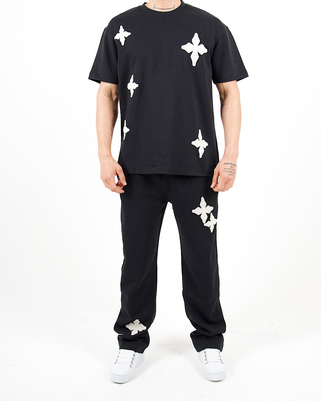 Oversized Floral Appliqué T-Shirt & Jogger Set