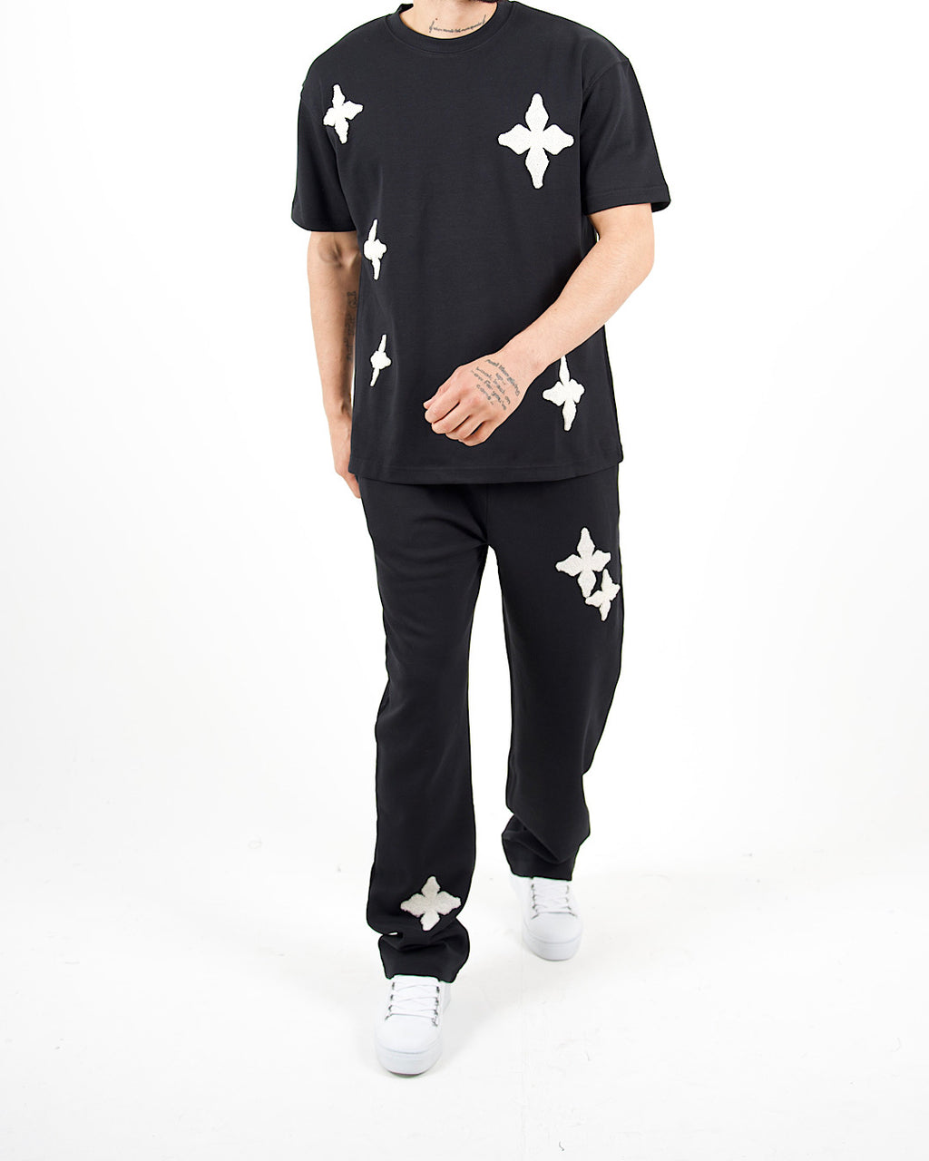 Oversized Floral Appliqué T-Shirt & Jogger Set