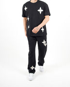 Oversized Floral Appliqué T-Shirt & Jogger Set