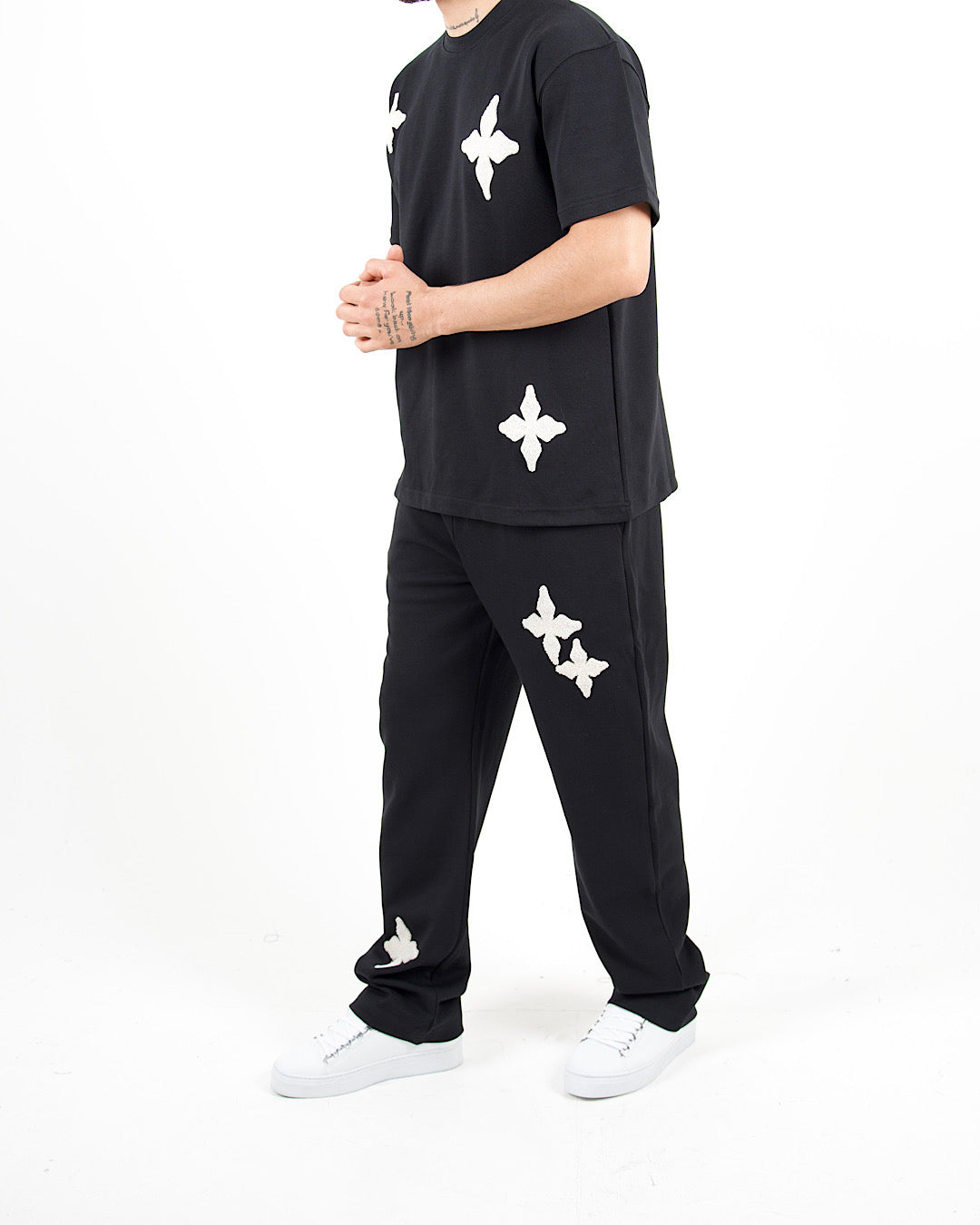 Oversized Floral Appliqué T-Shirt & Jogger Set