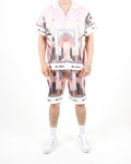 Oversized Moroccan Print Pink Shirt And Short Set