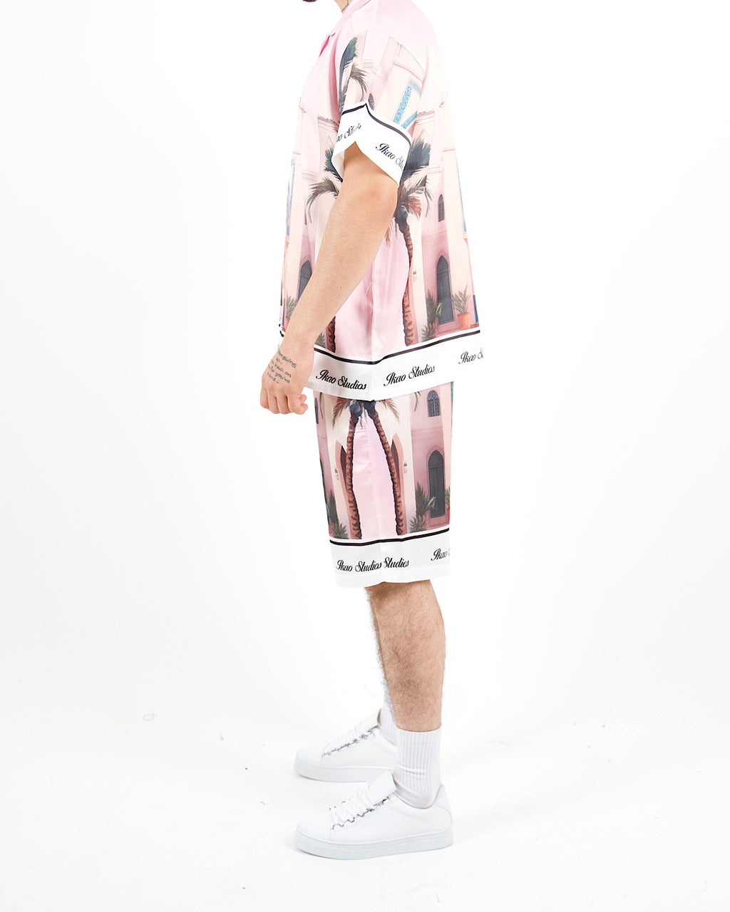 Oversized Moroccan Print Pink Shirt And Short Set