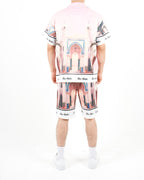 Oversized Moroccan Print Pink Shirt And Short Set