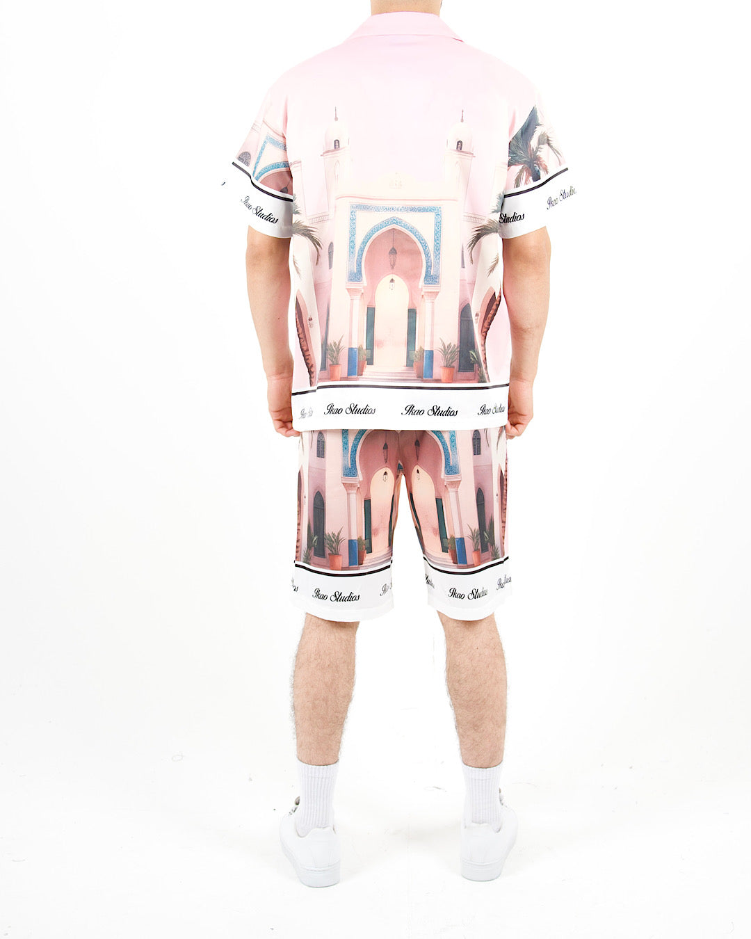 Oversized Moroccan Print Pink Shirt And Short Set