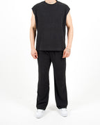 Oversized Textured Sleeveless T-Shirt & Trouser Set