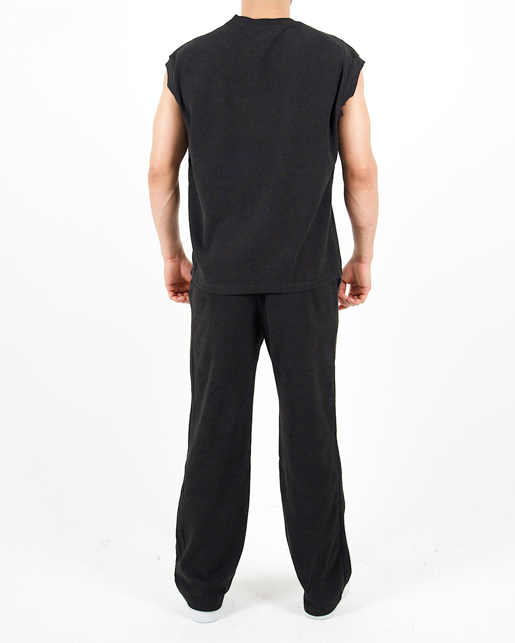 Oversized Textured Sleeveless T-Shirt & Trouser Set