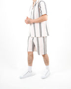Crochet Pink Stripe Shirt And Short Set
