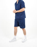 Relaxed Fit Textured Navy Shirt And Short Set