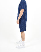 Relaxed Fit Textured Navy Shirt And Short Set