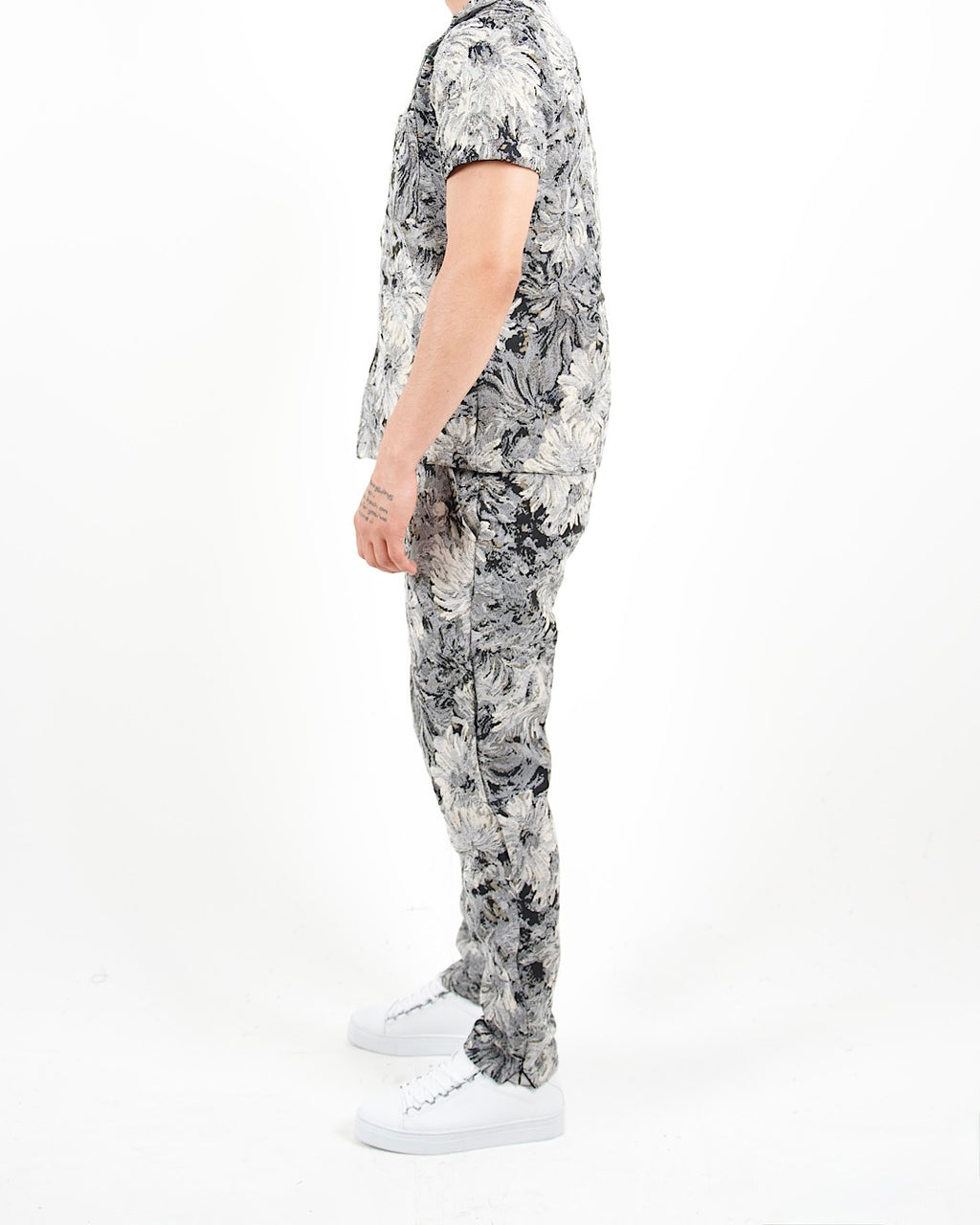 Monochrome Floral Shirt And Trouser Set