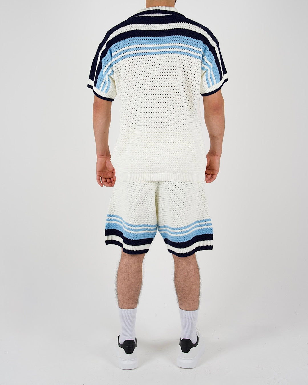 Crochet Knit Shirt and Shorts Co-Ord Set