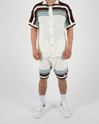 Crochet Knit Shirt and Shorts Co-Ord Set
