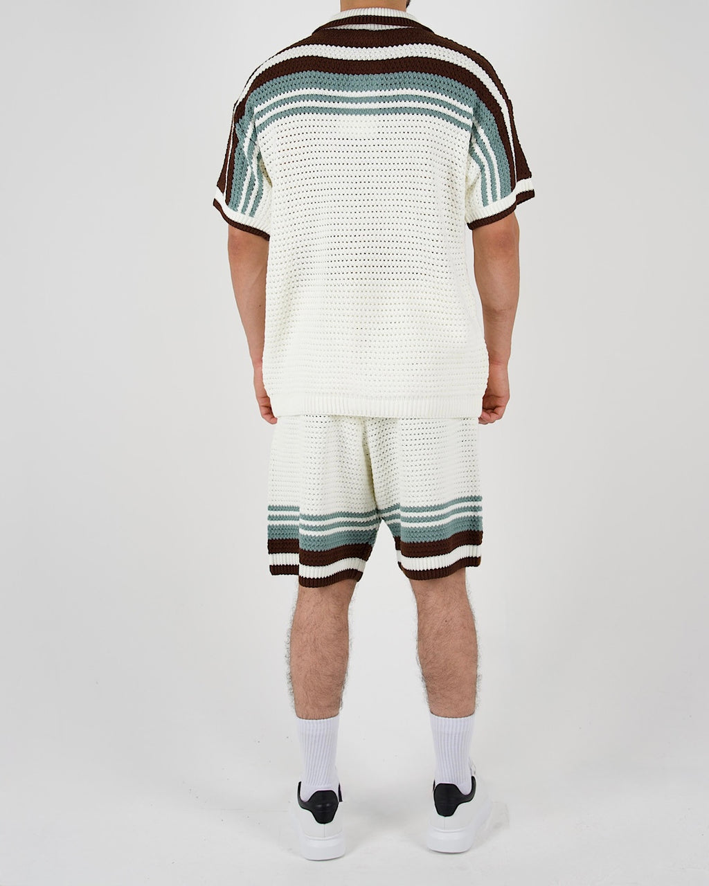 Crochet Knit Shirt and Shorts Co-Ord Set
