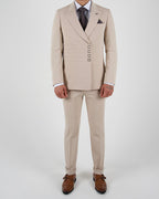 Milano Beige Press Button Double Breasted Suit