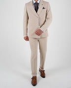 Milano Beige Press Button Double Breasted Suit