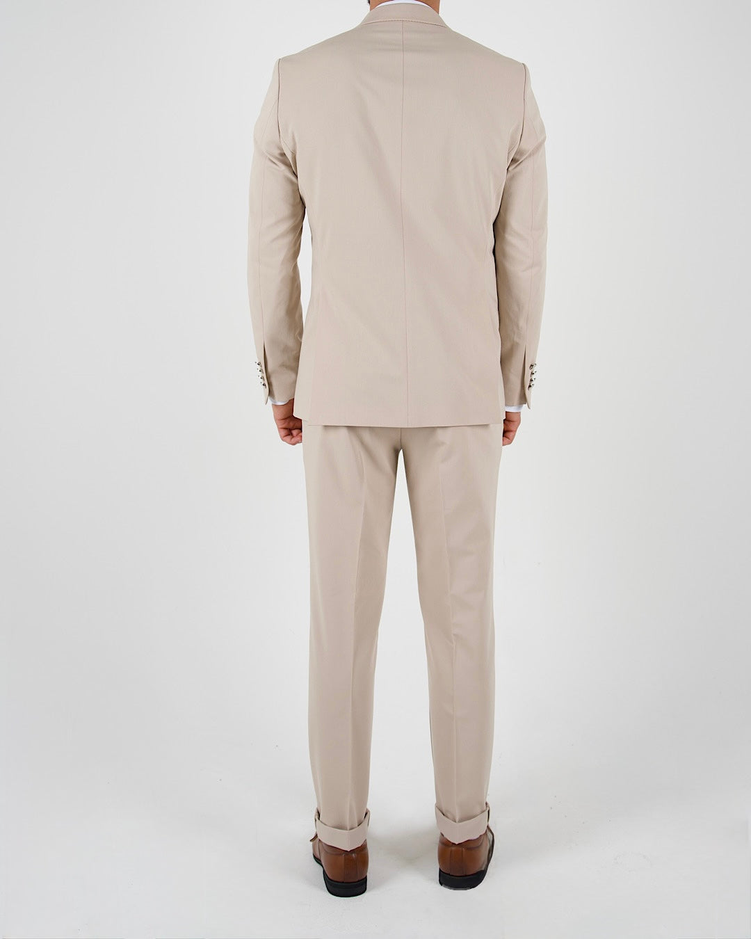 Milano Beige Press Button Double Breasted Suit
