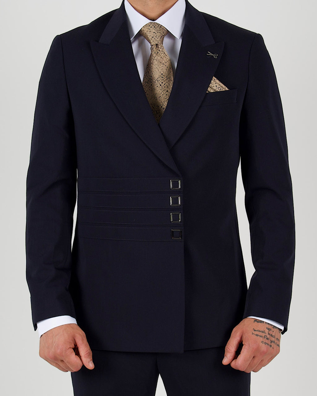 Milano Navy Press Button Double Breasted Suit