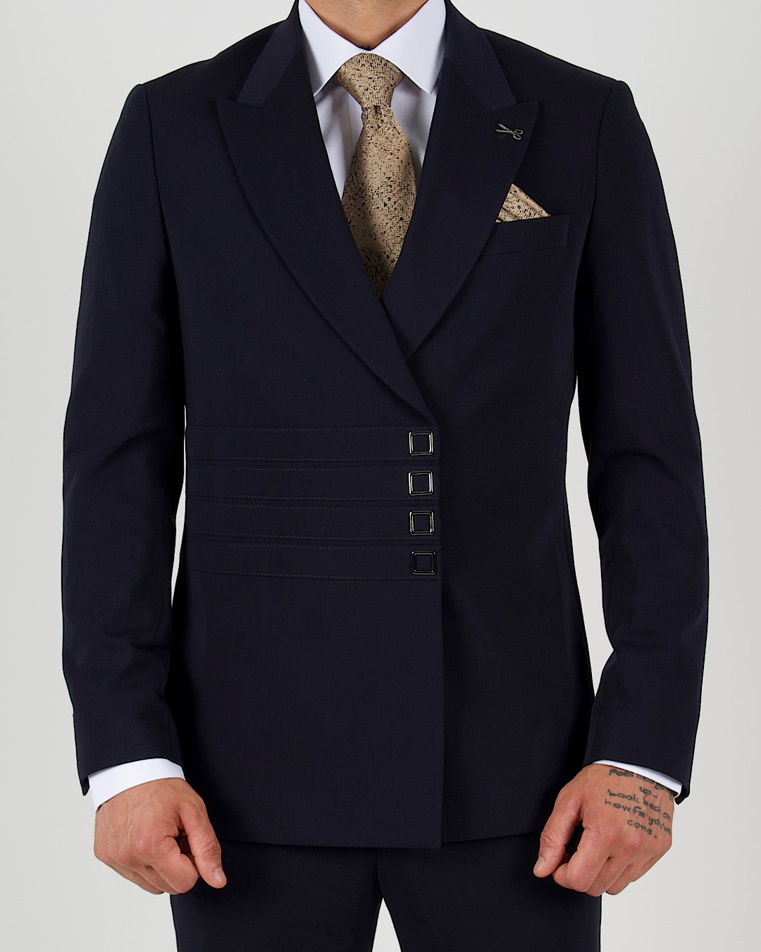 Milano Navy Press Button Double Breasted Suit