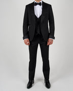 Milano Black Pinstripe Shawl Lapel Tuxedo Suit