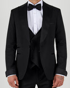 Milano Black Pinstripe Shawl Lapel Tuxedo Suit