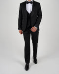 Milano Black Pinstripe Shawl Lapel Tuxedo Suit