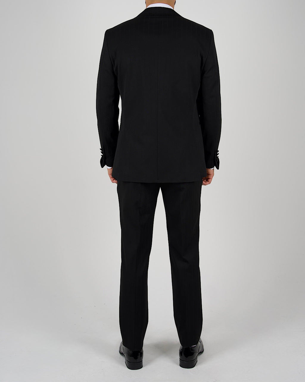 Milano Black Pinstripe Shawl Lapel Tuxedo Suit