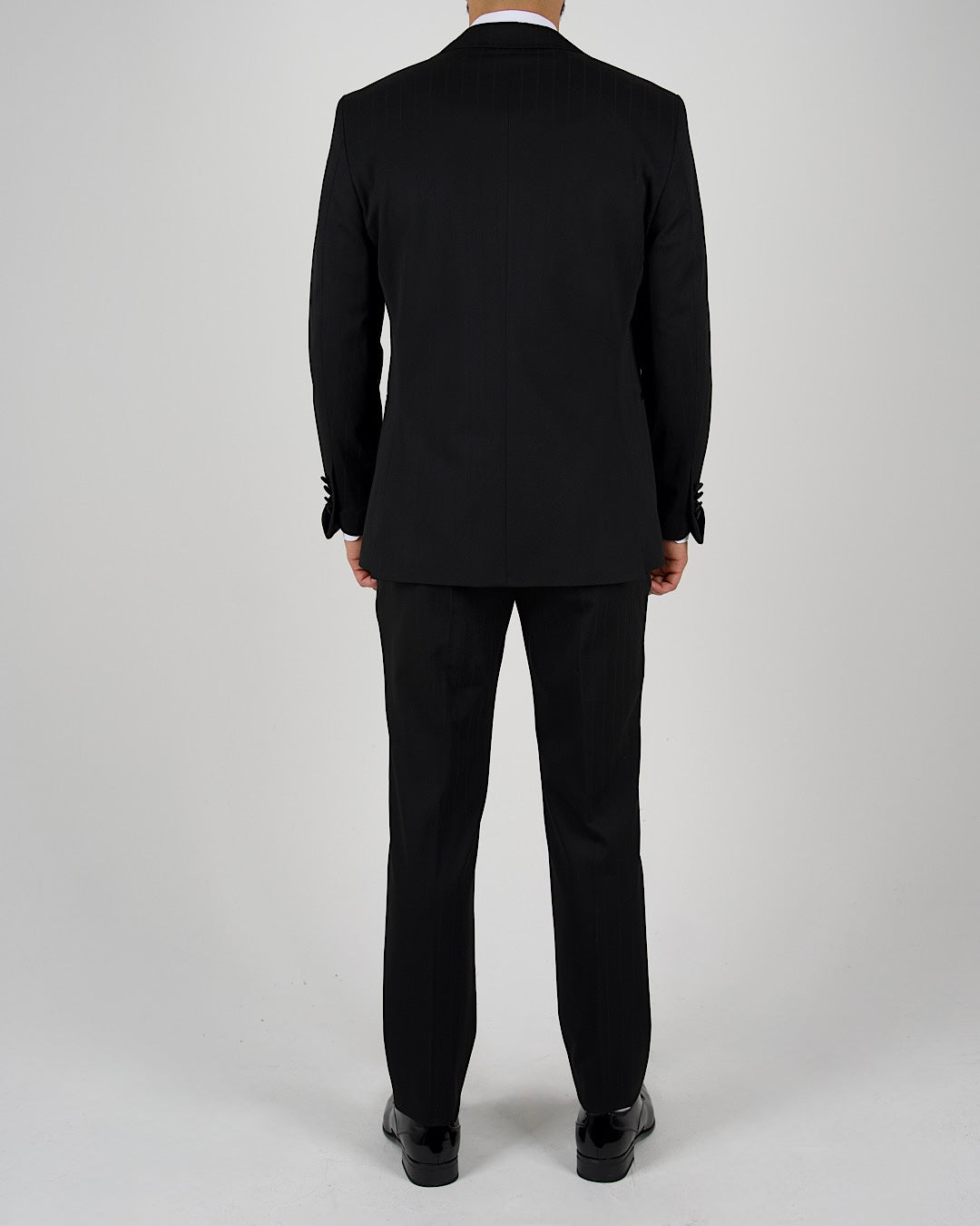 Milano Black Pinstripe Shawl Lapel Tuxedo Suit
