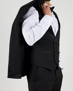 Milano Black Pinstripe Shawl Lapel Tuxedo Suit