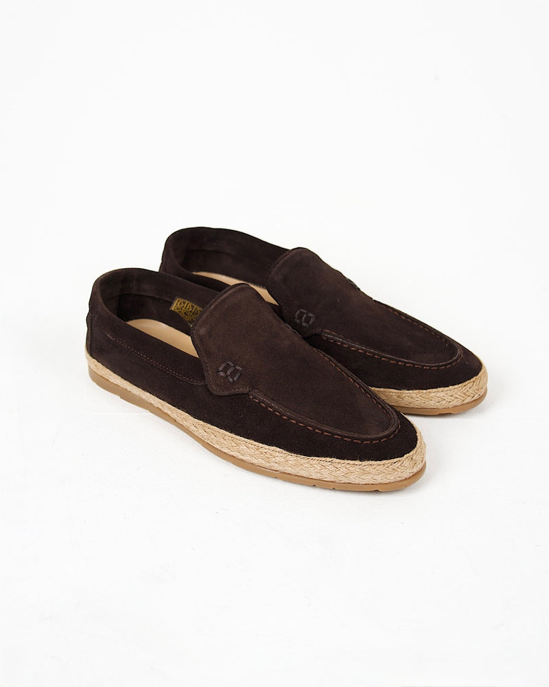 Brown Suede Espadrille Loafers