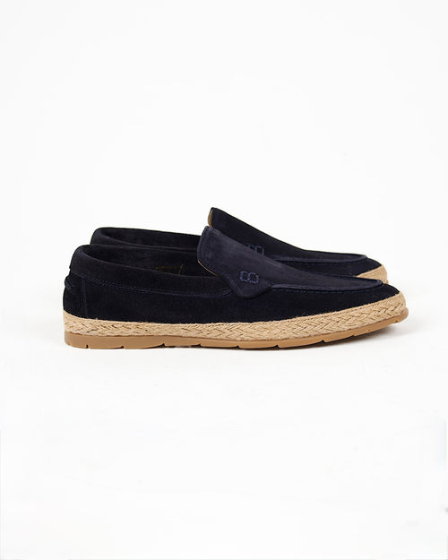 Navy Suede Espadrille Loafers