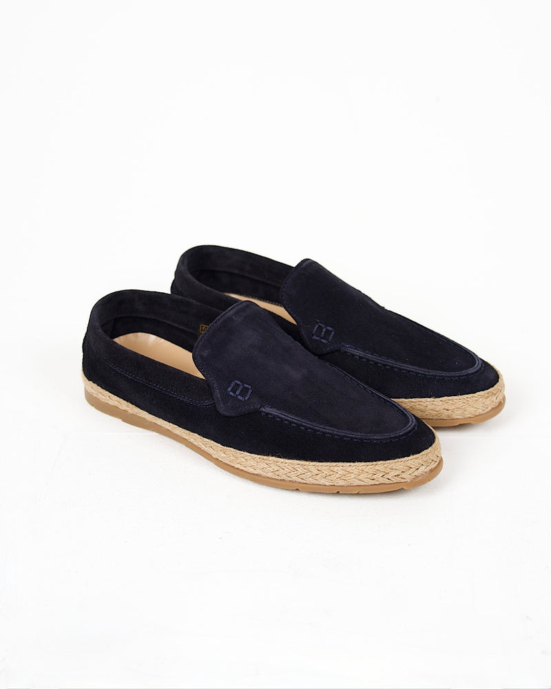 Navy Suede Espadrille Loafers