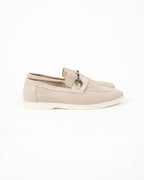 Beige Suede Horsebit Loafers