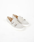 Stone Suede Buckle Detail Loafers