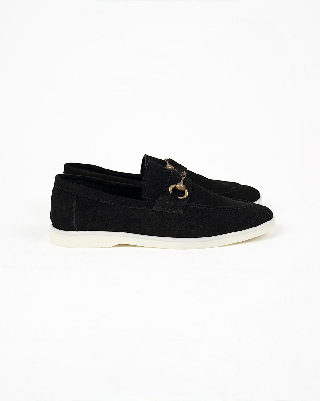 Black Suede Horsebit Loafers