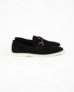 Black Suede Horsebit Loafers