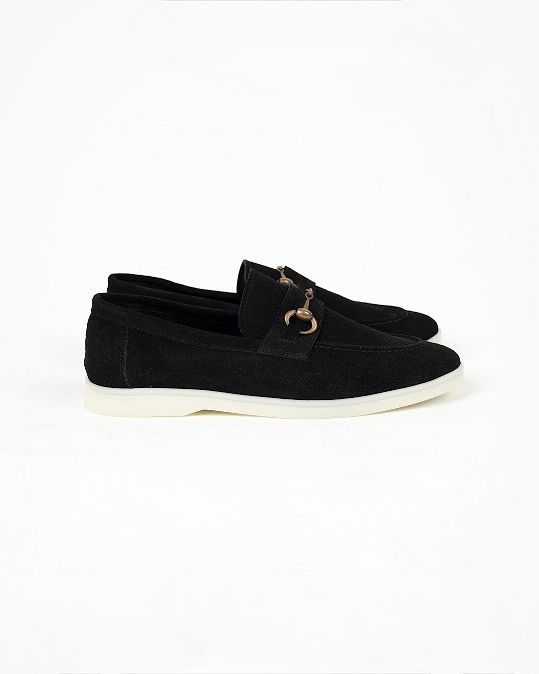 Black Suede Horsebit Loafers