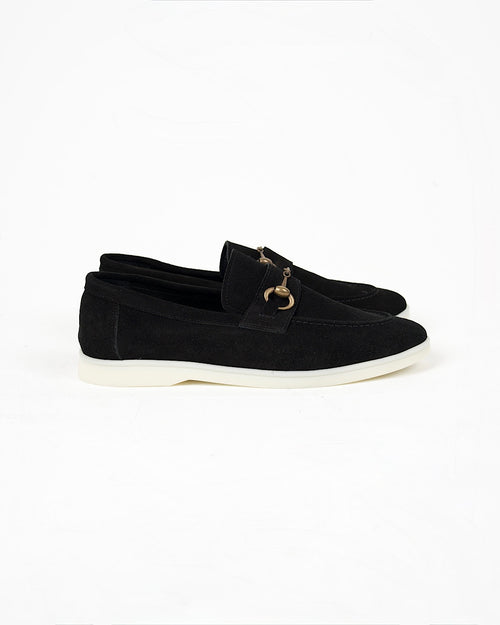Black Suede Horsebit Loafers