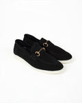Black Suede Horsebit Loafers