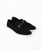 Black Suede Horsebit Loafers
