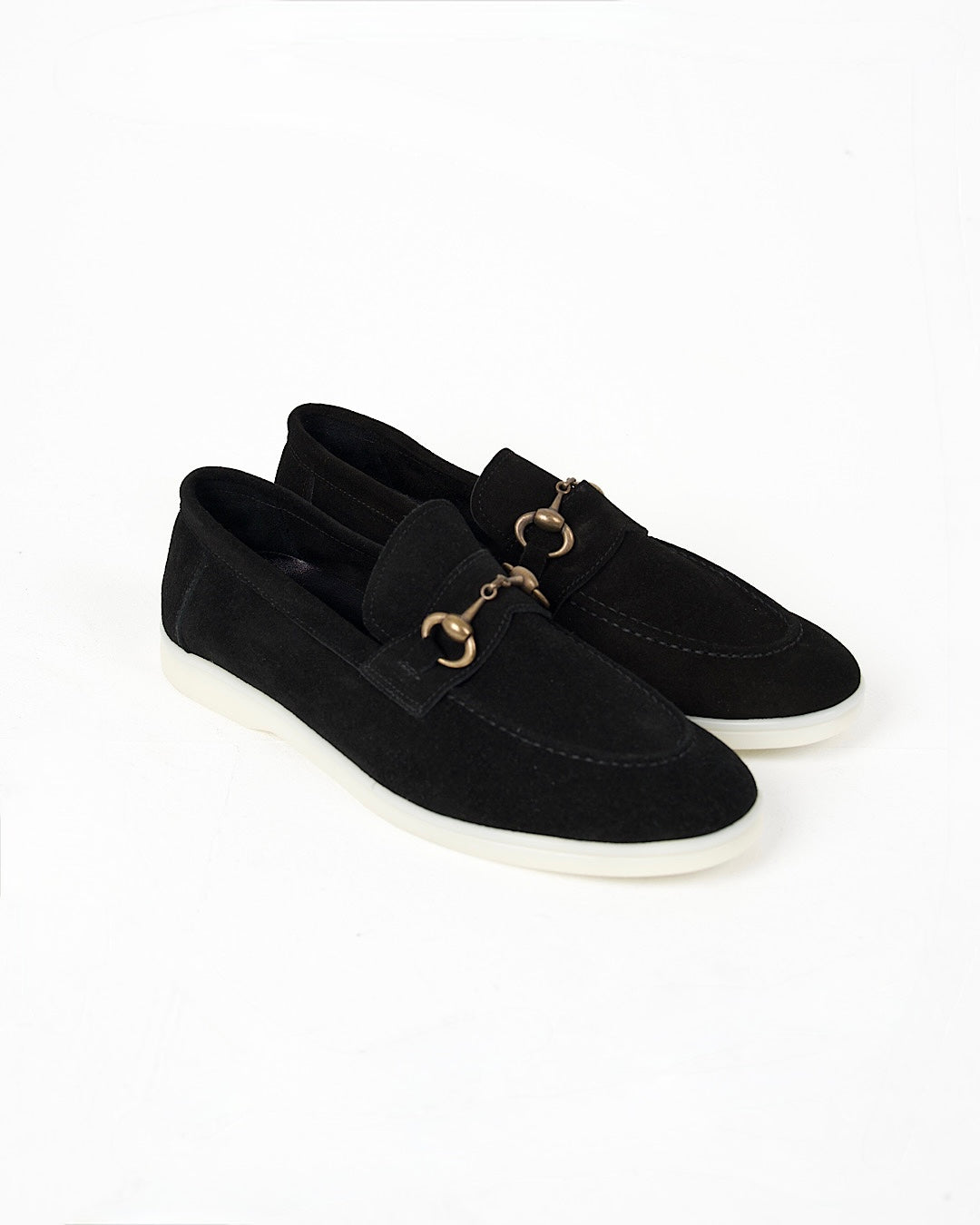 Black Suede Horsebit Loafers