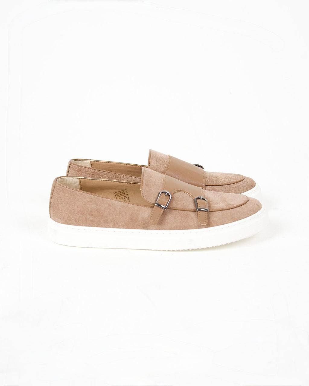 Camel Suede Buckle Detail Loafers
