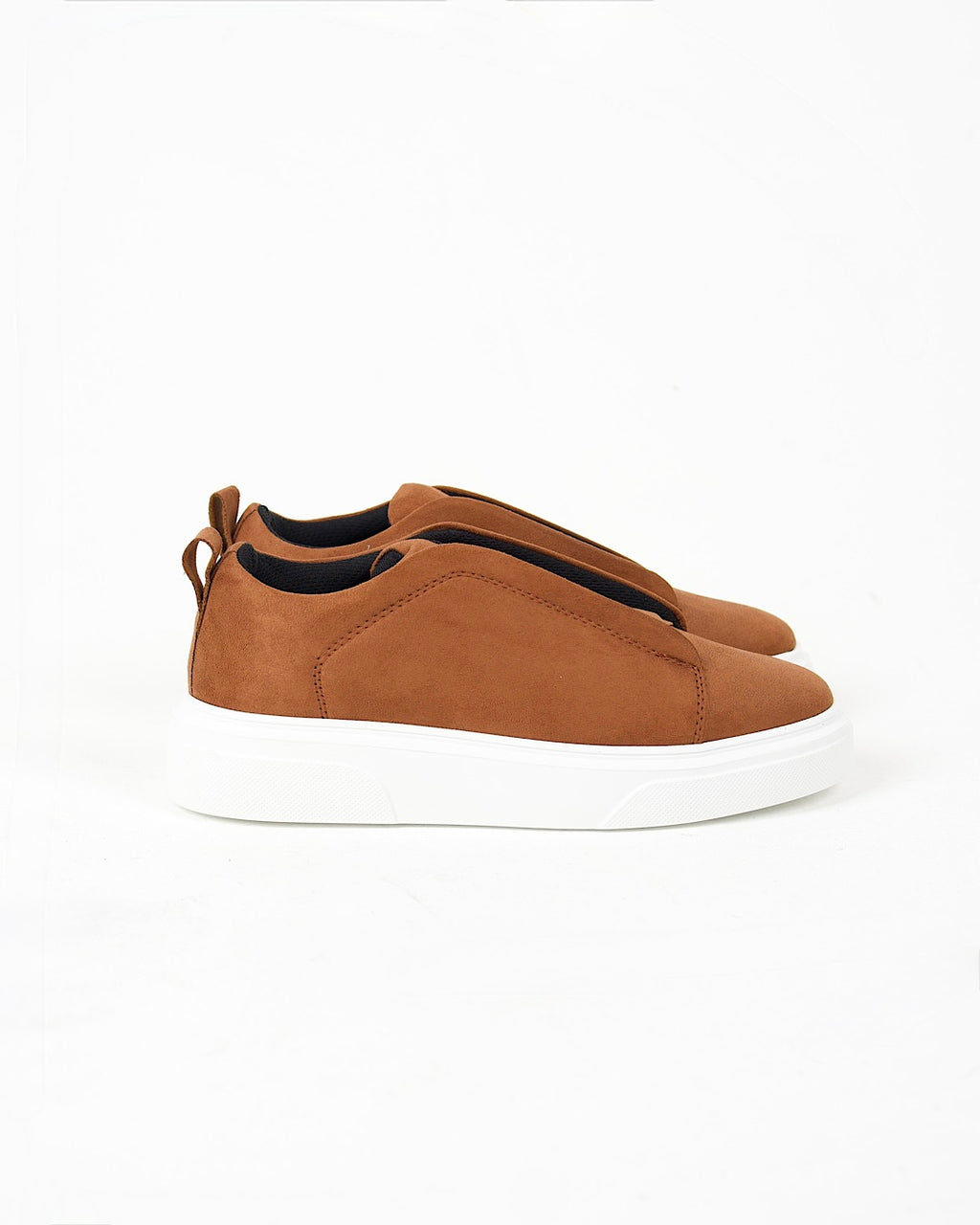 Brown Suede Slip On Lace Trainers