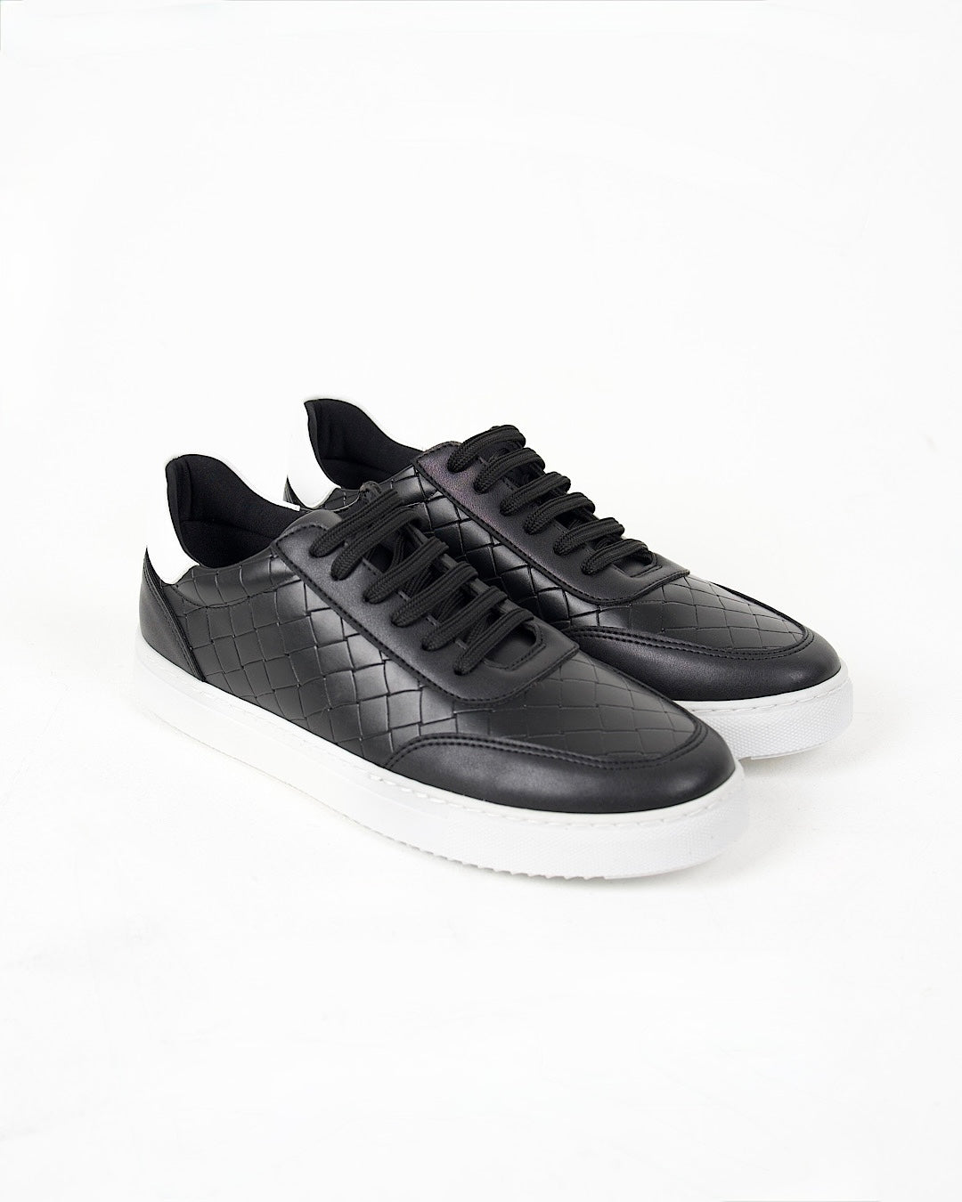 Black and White Diamond Panel Trainers