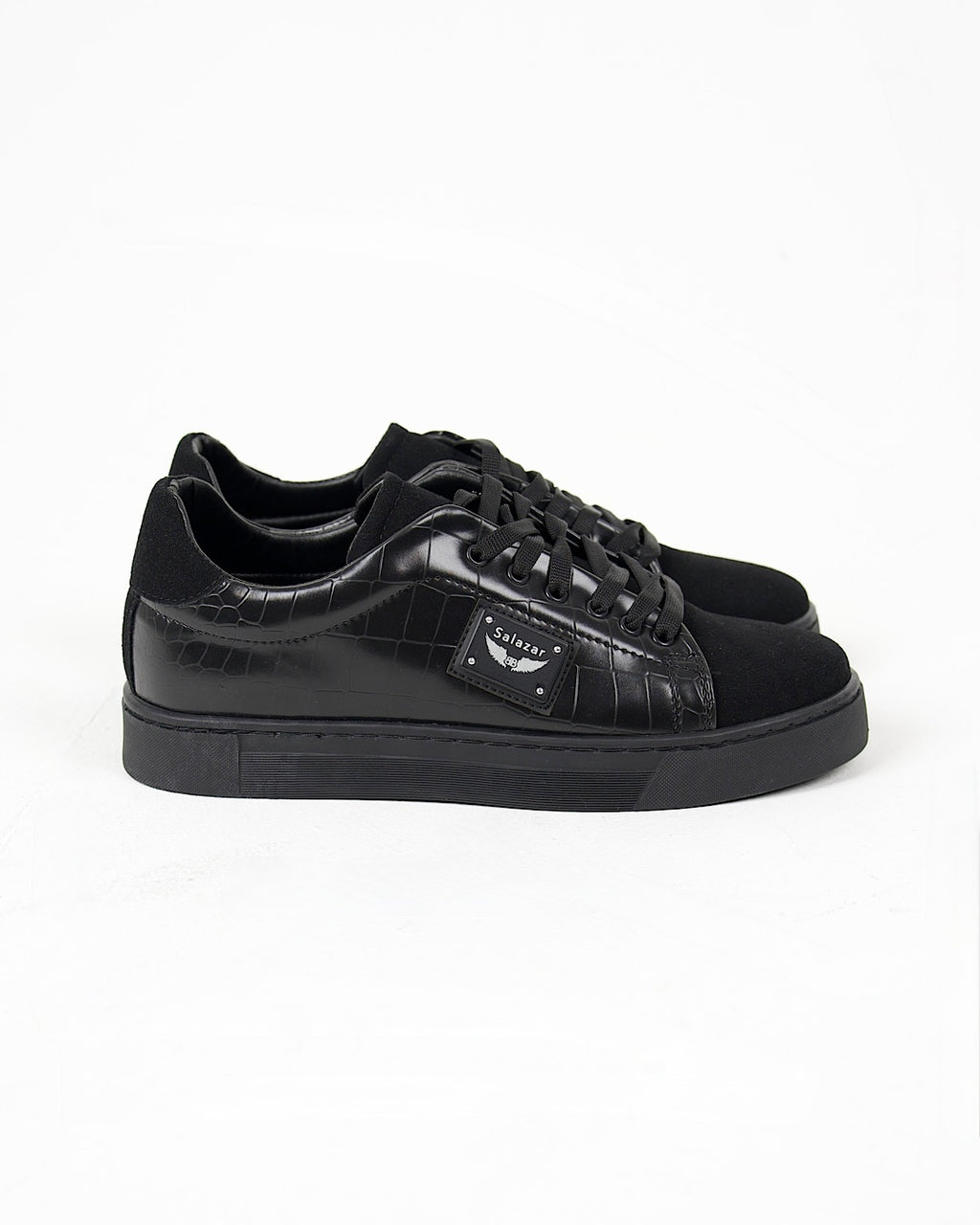 Black Croc Effect Trainers