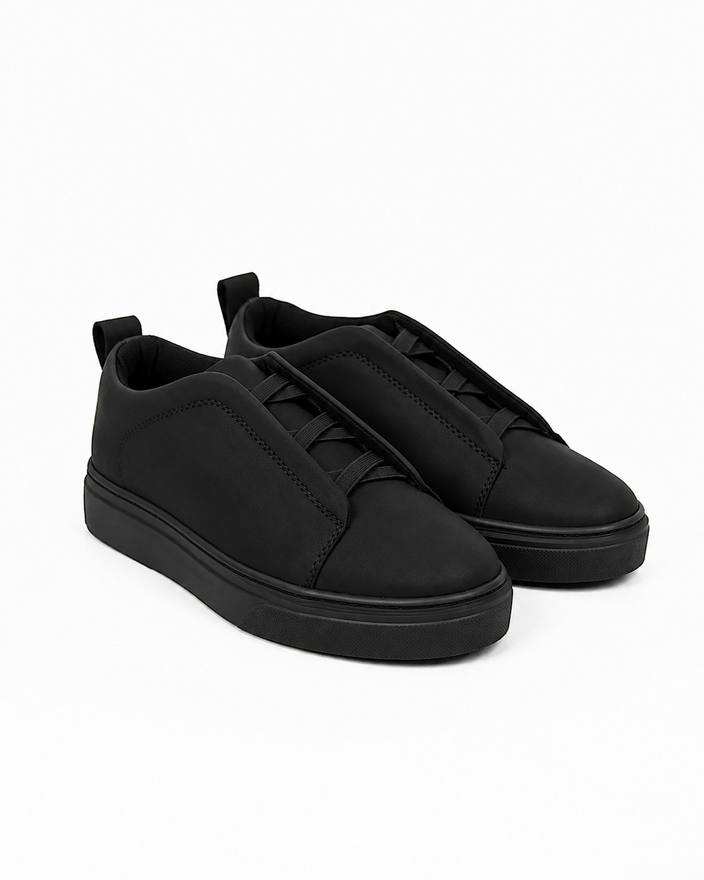 Black Suede Slip On Lace Trainers