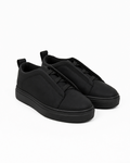 Black Suede Slip On Lace Trainers